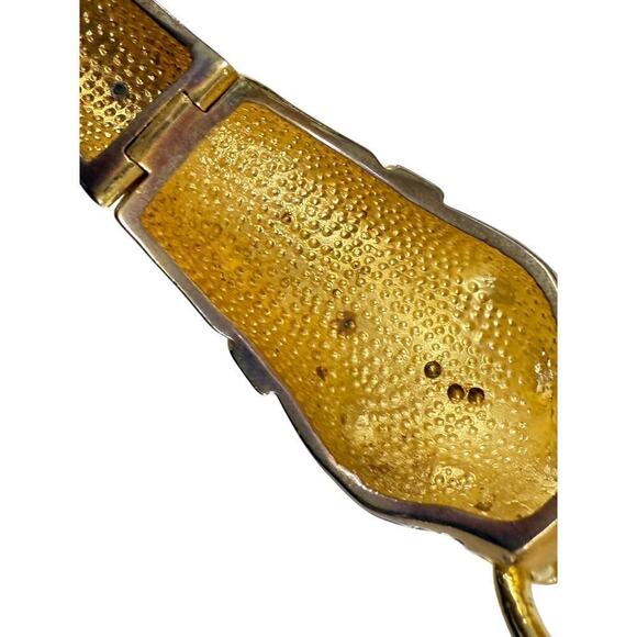 VTG Black Enamel Panther Door Knocker Bangle Bracelet Hinge Ciner Style - Picture 6 of 7